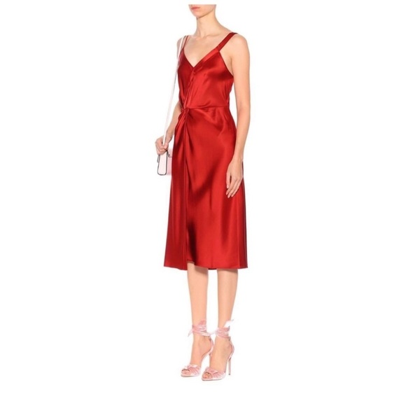 Alexander Wang Red Satin Midi Dress Size 8 - Picture 3 of 12